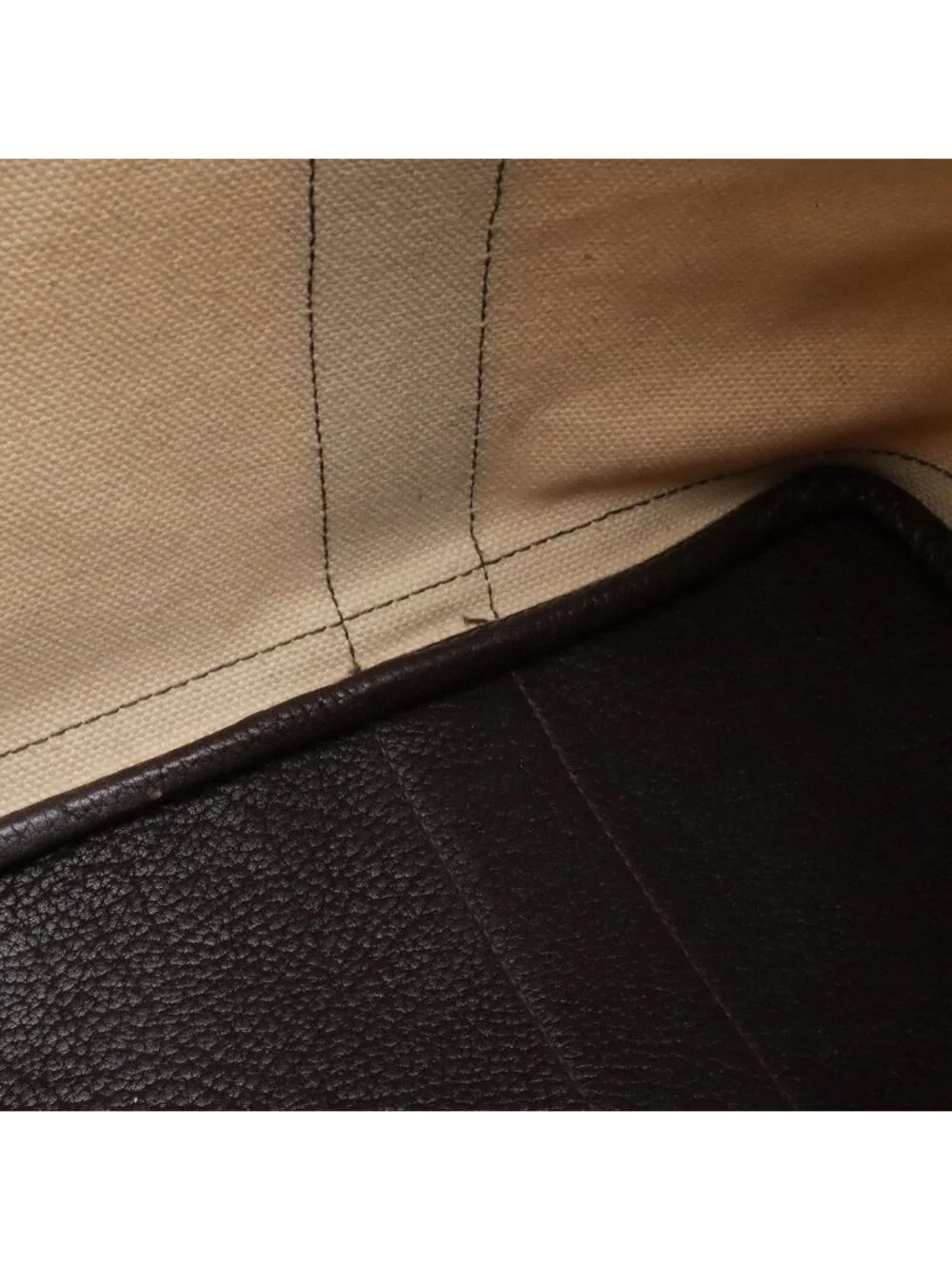 Hermes Petite Ceinture MM Tote Canvas Leather Ivory Dark Brown